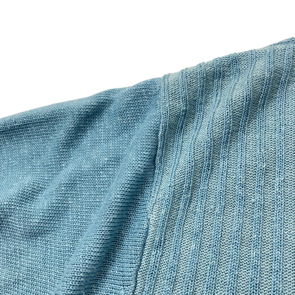 Wilke Rodriguez Mens Sz L Pullover V-Neck Sweater Blue Linen Blend Lightweight - Picture 7 of 7